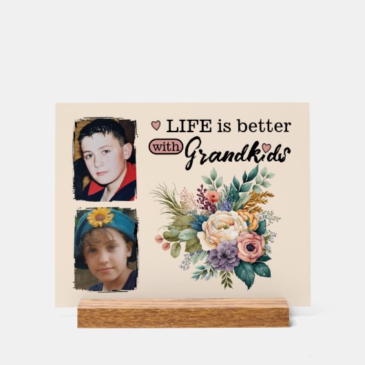 2 petits-enfants photo rose floral (Recto)