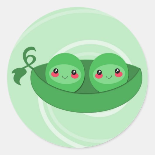 2 PETITS POIS dans une COSSE - autocollant (Devant)