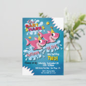 2 Petits requins Bébé Invitation de fête d'anniver (Debout devant)