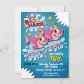 2 Petits requins Bébé Invitation de fête d'anniver (Devant)