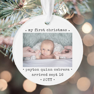 2 Photo 1er Noël de bébé moderne Minimal Round