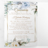2 Photo Blue Peony Mis Quince Años Tri-Fold (Intérieur en premier)