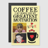 2 photo café et carte magnétique rouge famille (Devant / Derrière)