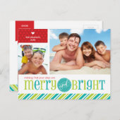 2 PHOTO CARTE POSTALE DE NOËL :: Joyeux & lumineux (Devant / Derrière)