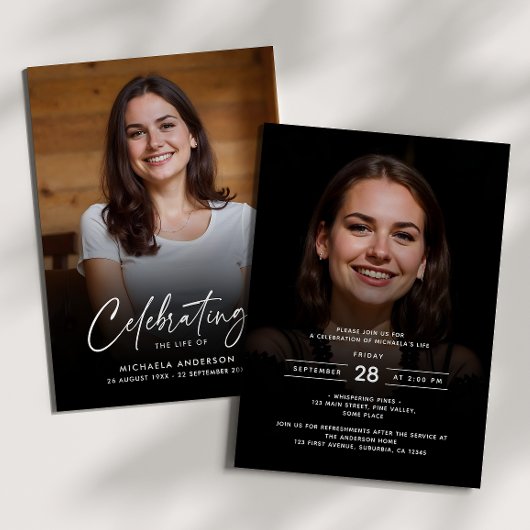 2-Photo Celebration of Life/Funeral/Memorial Kaart