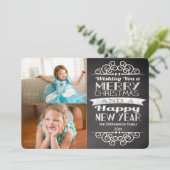 2-Photo Chalkboard  kerstfeest Feestdagenkaart (Staand voorkant)