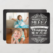 2-Photo Chalkboard  kerstfeest Feestdagenkaart (Voorkant / Achterkant)