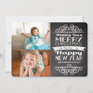 2-Photo Chalkboard kerstfeest Feestdagenkaart
