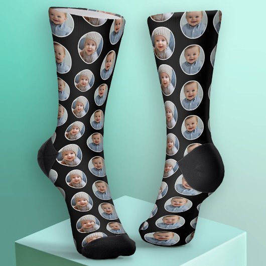 2 Photo Circle Border Collage - Zwart Wit Sokken