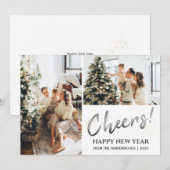 2 Photo Elegant Script Modern Happy New Year Feestdagenkaart (Voorkant / Achterkant)