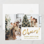 2 Photo Elegant Script Modern Happy New Year Feestdagenkaart (Voorkant / Achterkant)