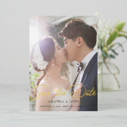 2 Photo Enregistrer La Date Faire-part de mariage  (Debout devant)