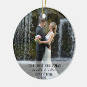 2 Photo First Christmas Married as Mr. & Mrs. Keramisch Ornament (Links)