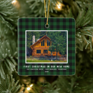 2 Photo First Xmas New Home Rustic Keramisch Ornament