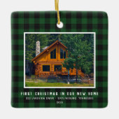 2 Photo First Xmas New Home Rustic Keramisch Ornament (Voorkant)