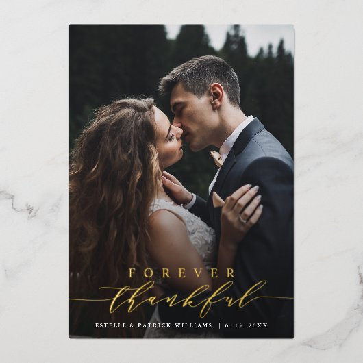 2 Photo Forever Thankful Gold Foil Carte de remerc (Recto)