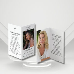 2 Photo Funeral Memorial Folder Prière Card