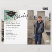 2 Photo Graduation Green Gold Carte Faire-part (Devant / Derrière)