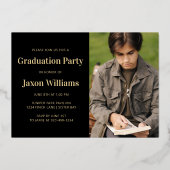 2 Photo Graduation Party Invitation Voyage Gold F (Verso)