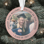 2 Photo Graduation Rose Rose Gold Fille tendance<br><div class="desc">Commémorez la journée de remise des diplômes avec une élégante coutume rose et gris 2 photo ronde acrylique ornement de Noël. Les images et tout le texte sont simples à customiser et peuvent être différents à l'avant et à l'arrière. (AVIS DE CONCEPTION D'IMAGE ET DE TEXTE : 1) Pour ajuster...</div>