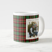 2 Photo Green Red Plaid Rustic Monogram Christmas Extra Grote Beker (Voorkant rechts)