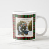 2 Photo Green Red Plaid Rustic Monogram Christmas Extra Grote Beker (Rechts)