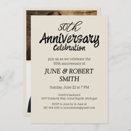 2 photo Invitation du 50e anniversaire du mariage (Devant / Derrière)
