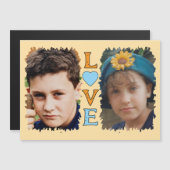 2 photo Love orange carte magnétique bleue (Devant / Derrière)