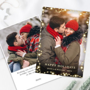 2 PHOTO Merry Kerstmis Gold Sparkle Greep Feestdagenkaart