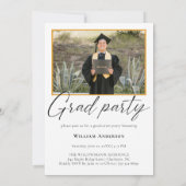 2 Photo Modern Calligraphy Script Graduation Party Kaart (Achterkant)