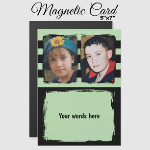 2 photo mots personnalisés carte magnétique verte