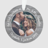 2 Photo Mr & Mrs 1st Christmas Grey Faux Wood (devant)