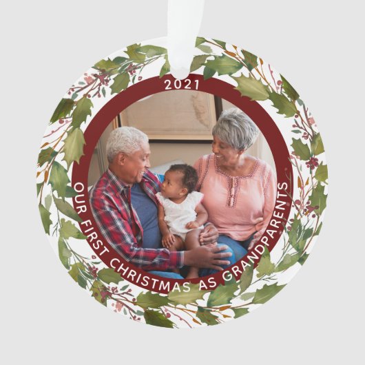 2-Photo Notre 1er Noël en Grandparents Wreath (devant)