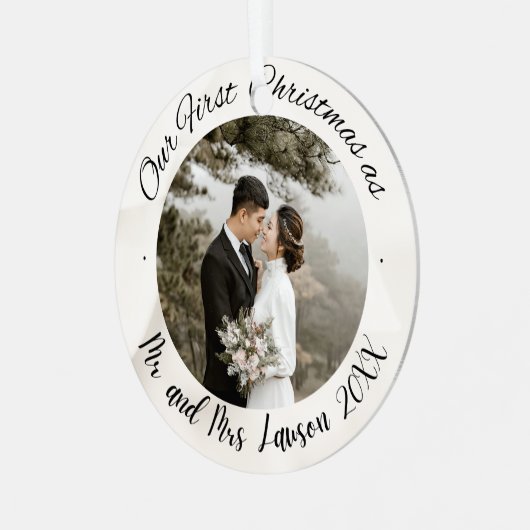 2 Photo Notre premier Noël Marié Faux Ornement (Avant gauche)