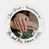 2 Photo Notre premier Noël Marié Faux Ornement (Verso)