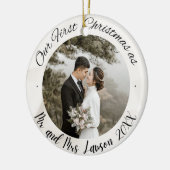 2 Photo Notre premier Noël Marié Faux Ornement (Gauche)