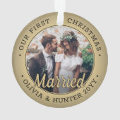 2 Photo Nouveaux mariés 1er Noël Mariés Noir et Or (dos)