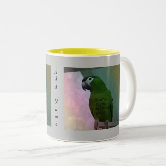 2 Photo Personnalisée Mug Grey arrière - plan (Devant droit)