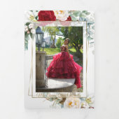 2 Photo Red Peony Mis Quince Años Invitation Tri-P (Page de couverture)