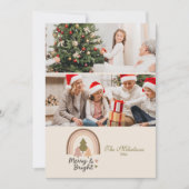 2 Photo Retro Rainbow Merry & Bright  Feestdagenkaart (Voorkant)