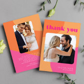 2 photo retro rose orange mariage carte de remerci