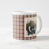 2 Photo Rustic Green Red Plaid Monogram Christmas Extra Grote Beker (Voorkant rechts)