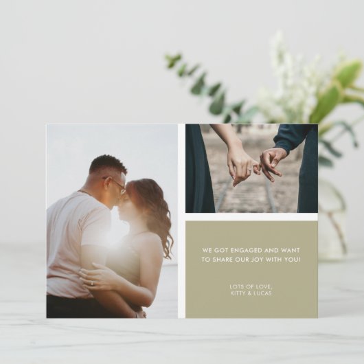 2 Photo Sage Faire-part Fiançailles vert (Debout devant)