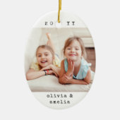 2 Photo Simple Typewriter Year Minimalist Keepsake Keramisch Ornament (Voorkant)