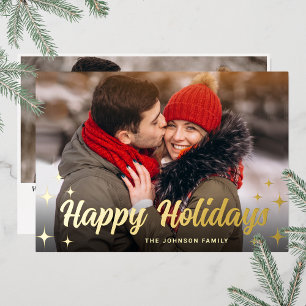 2 PHOTO Sparkle Merry kerstgring Gold Folie Feestdagenkaart