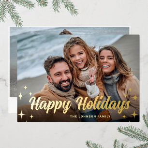 2 PHOTO Sparkle Merry kerstgring Gold Folie Feestdagenkaart