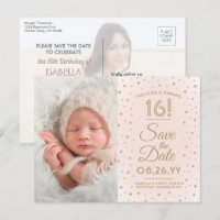 2 Photo Sweet 16 Birthday Blush Gold Save the Date