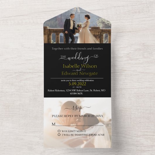 2 photo tout en un seul faire-part de mariage, RSV (À l'intérieur)