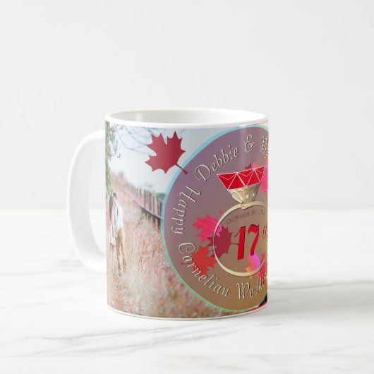 2 Photos 17e anniversaire Mariage de café Mug (Devant gauche)