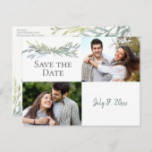 2 Photos Aquarelle Verdure Moderne Faire-Part de R (Devant / Derrière)